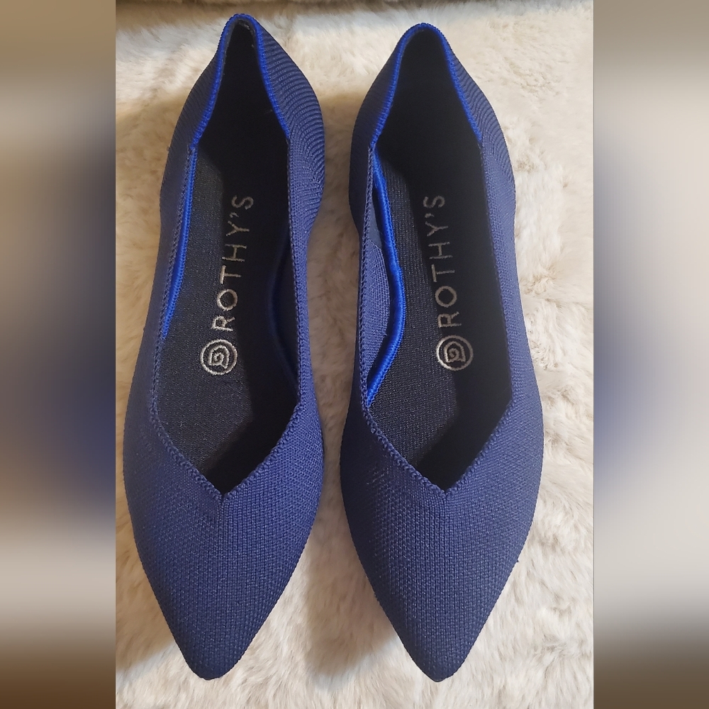 Rothy's Pointed Toe Flats in Deep Blue